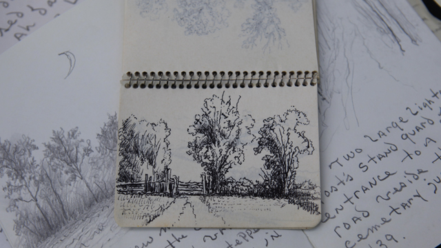 A classically trained artist, John Coykendall is also well-known for his sketches of the pastoral landscape in which he works.